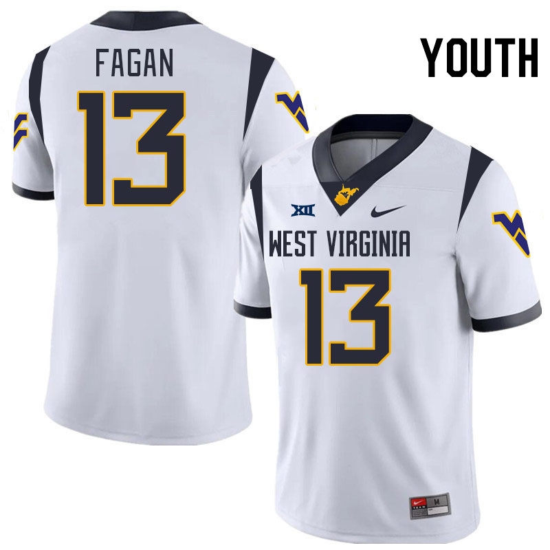 Youth #13 Dontez Fagan West Virginia Mountaineers College 2024 New Uniforms Football Jerseys Stitche